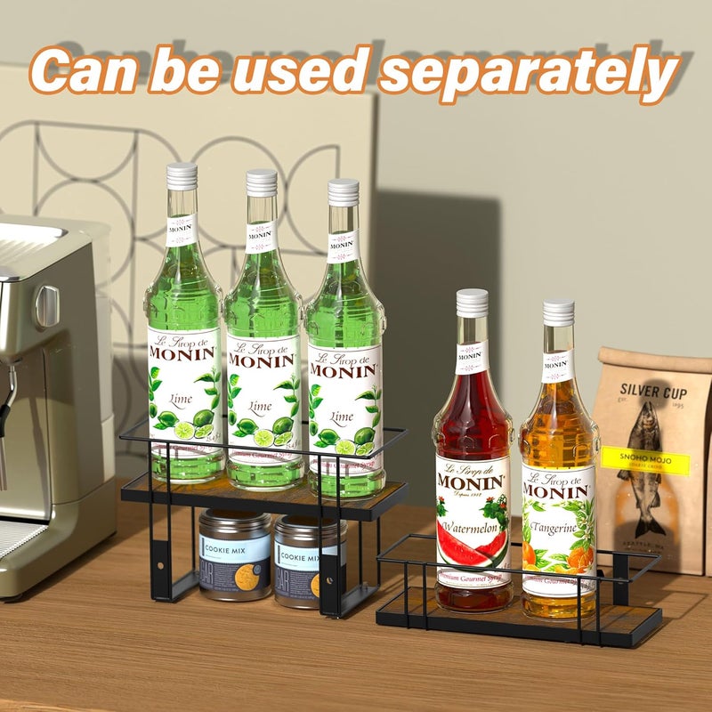Alyoen Coffee Syrup Rack Organizer, 6 Bottles Syrup Holder Stand for Coffee Bar, Small Coffee Bar Organizer Shelf, Coffee Station Organizer for Countertop Wine, Liquor - Image 3